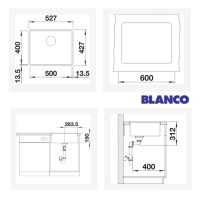 MEDIDAS CUBETA COCINA SUBLINE 500-F BLANCO